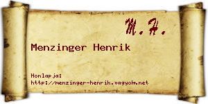 Menzinger Henrik névjegykártya